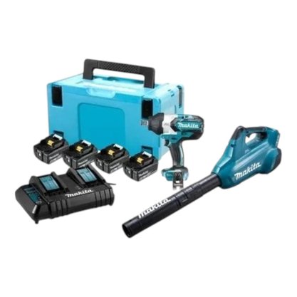 Combo DUB362ZBR + DTW1001 + 4 Baterias 5.0Ah + Carregador Rápido Duplo 127V Makita