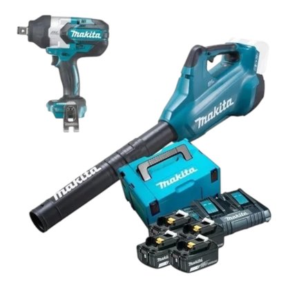 Combo DUB362ZBR + DTW1001 + 4 Baterias 5.0Ah + Carregador Rápido Duplo 127V Makita